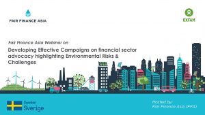 DEVELOPING EFFECTIVE CAMPAIGNS FOR FINANCIAL SECTOR ADVOCACY: HIGHLIGHTING ENVIRONMENTAL RISKS & CHALLENGES